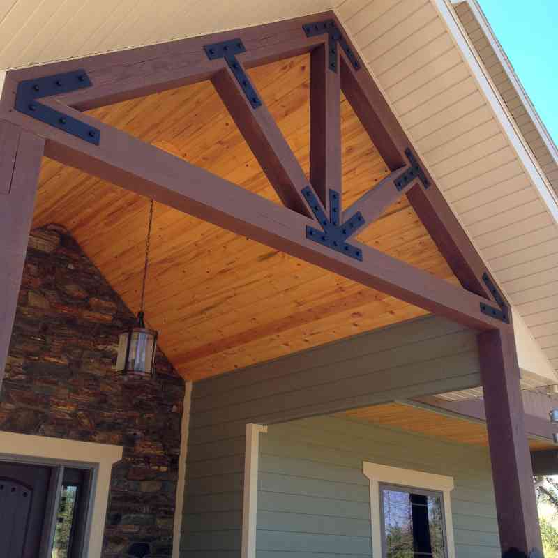 Timberline signature rustic gable trusses with steel plates.