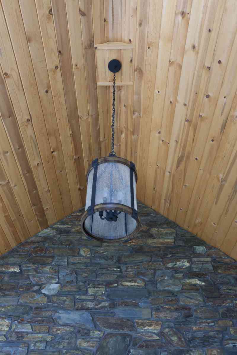 A closer view of the porch ceiling.