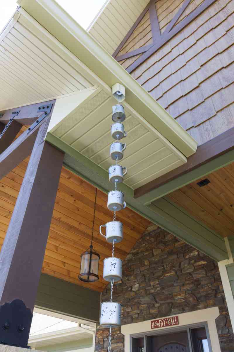 A closer view of the soffits and porch ceilings.