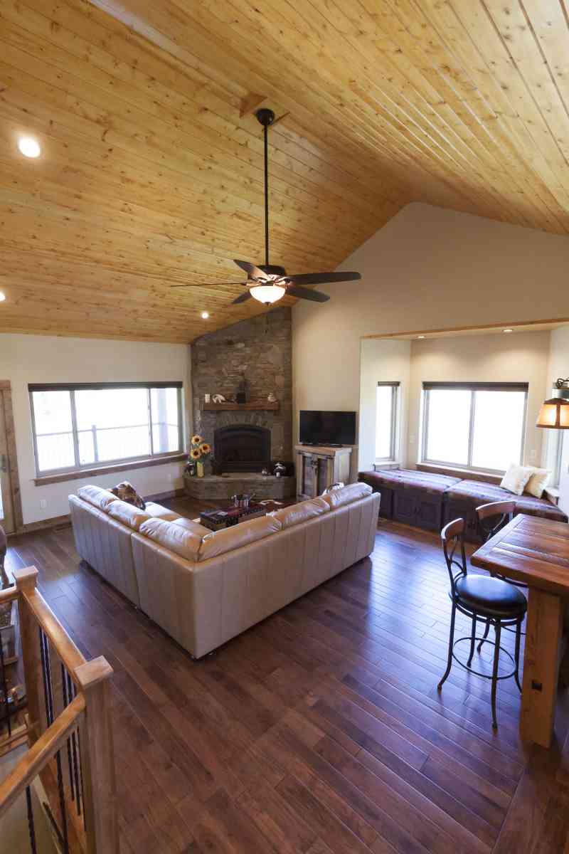 The vaulted ceiling in the living room really opens this space up!