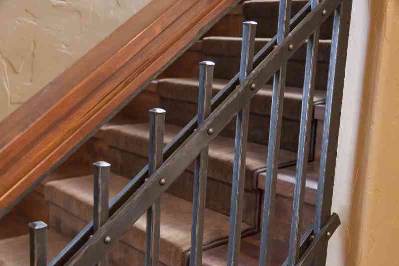Custom-built steel railing.