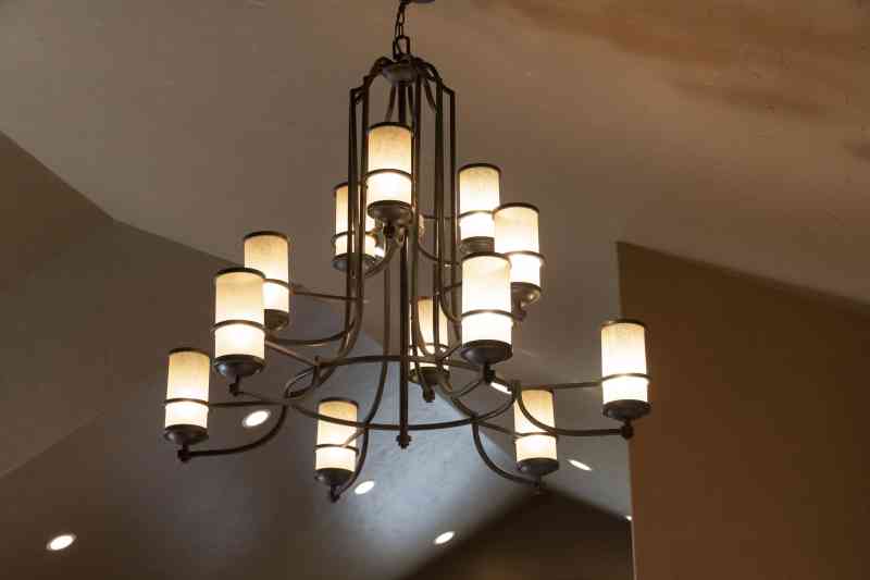 This beautiful chandelier sits high above the great room.